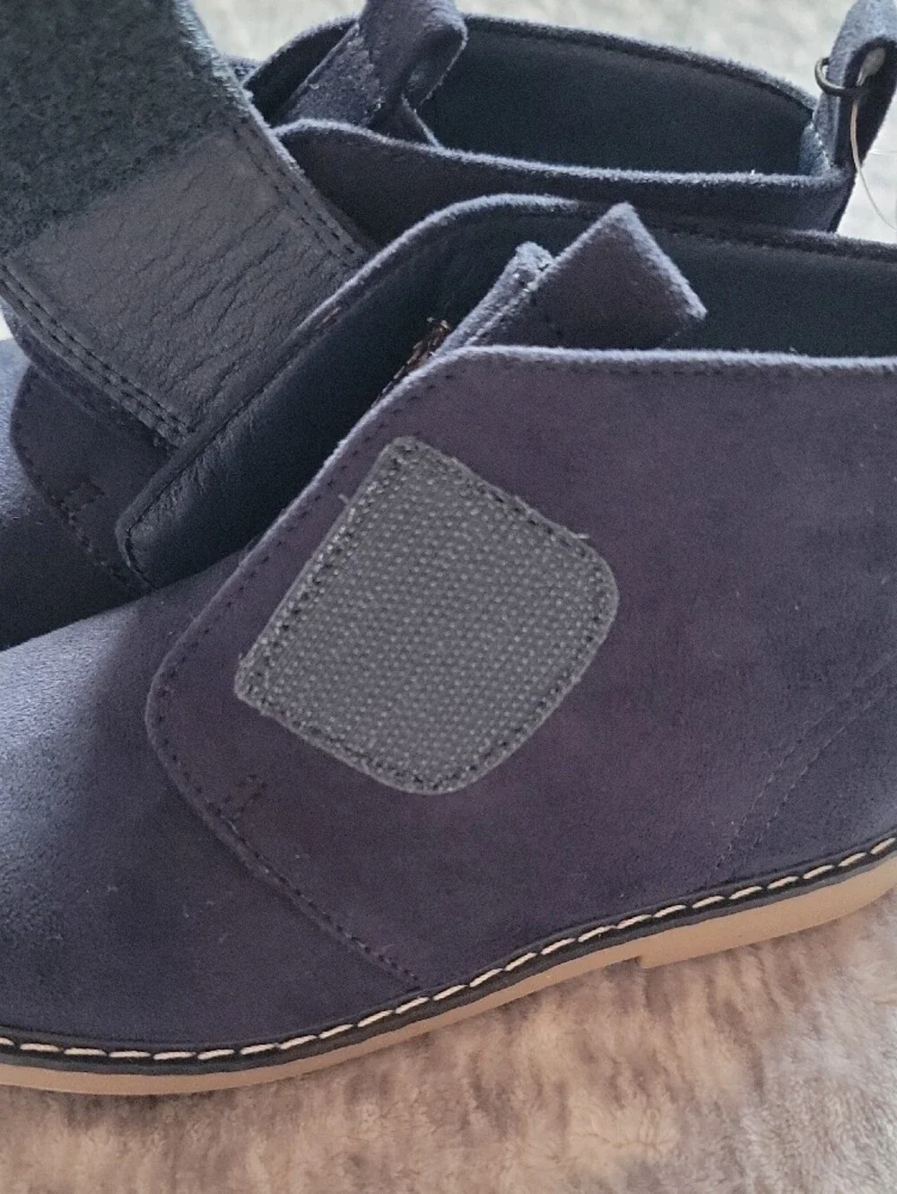 Toddler Navy Suede Ankle Boots with Velcro Closure Size 12